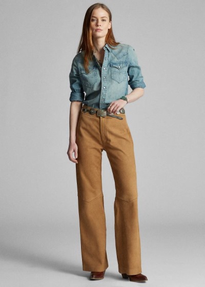 Women's Ralph Lauren Suede Flare Pants | 485391JBG